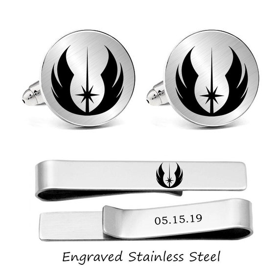 Engraved star wars cufflinks Custom personalized engraved cuff links Engraved solo cufflinks engrave own logo or phrase cufflinks tie clip