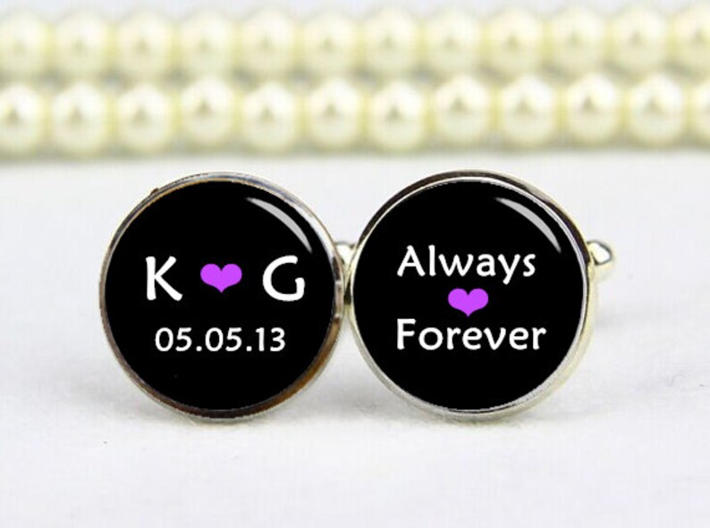 Personalized Cufflinks Tie Clips Tie Tacks Always /& Forever Cufflinks Photo Custom Wedding Cufflinks Groom Cufflinks Custom Any Text