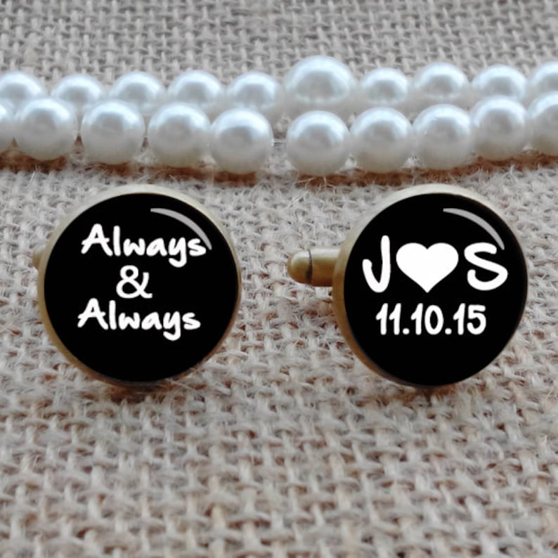 Personalized Cufflinks Tie Clips Tie Tacks Always /& Forever Cufflinks Photo Custom Wedding Cufflinks Groom Cufflinks Custom Any Text