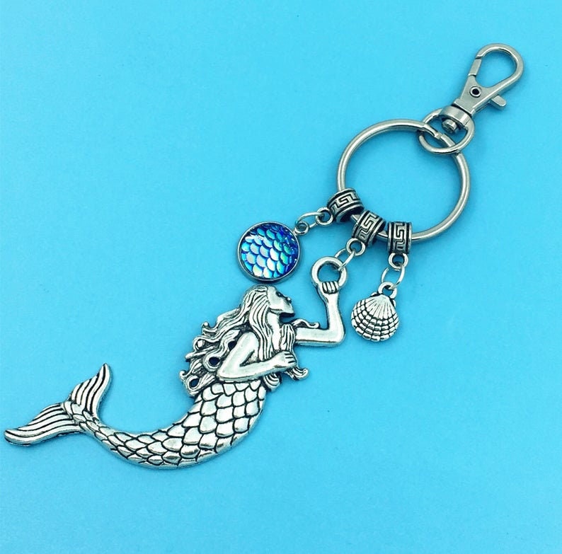 Mermaid Keychain Mermaid Key Rings Custom Any Charm Mermaid Etsy