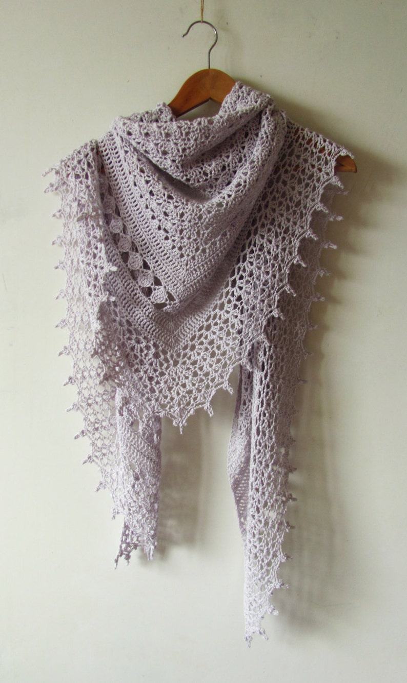 Crochet Cotton Shawl mauve summer shawl handmade lace Etsy