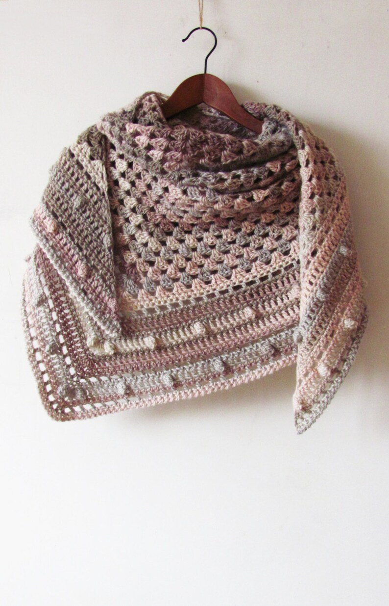 Crochet Wool Shawl warm winter wrap handmade triangle scarf Etsy