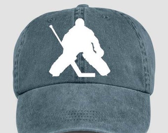 ICE HOCKEY GOALIE Ice Rink Winter Sport Baseball Style Cap Hat Vinyl Print