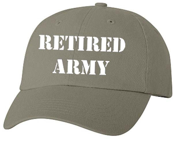RETIRED ARMY Military Retirement Baseball Style Cap Hat Vinyl