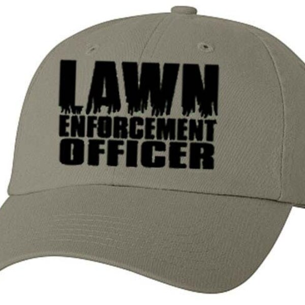 LAWN ENFORCEMENT OFFICER Landscaper Mowing Occupation Baseball Style Cap Hat Vinyl Print