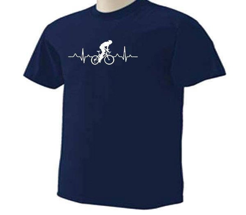 T-Shirt CYCLING HEARTBEAT PULSE Beating Outdoor Cyclist Bike Racing Riding Sport Tee image 1