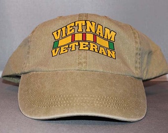 VIETNAM VETERAN CURVED Vet Military Patriotic Baseball Style Cap Hat Gift Transfer Print