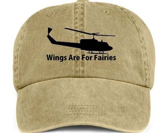 HELICOPTER WINGS Are For Fairies Baseball Style Cap Hat Vinyl Print