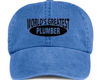 WORLD'S GREATEST PLUMBER Occupation Baseball Style Cap Hat Vinyl Print