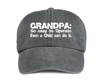 GRANDPA So Easy To OPERATE PaPa Grandfather Family Baseball Style Cap Hat Vinyl Print