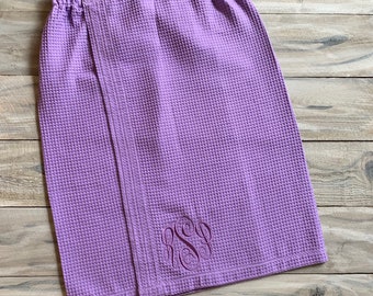 Monogram Shower Wrap Monogram Bath Wrap Bride Bridesmaid Monogram Spa Wrap Waffle Robe Monogram Towel Wrap Monogram Waffle Robe