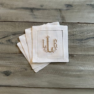 Cocktail napkin, monogram cocktail napkin, embroidered napkin, monogram napkin, napkin, linen napkin, embroidered cocktail napkin, wedding
