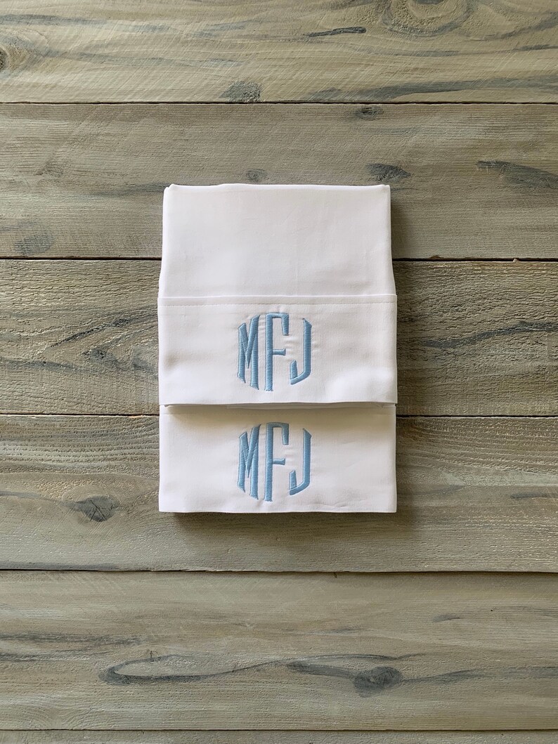 Monogram Pillowcase Set of Monogrammed Pillowcases Etsy