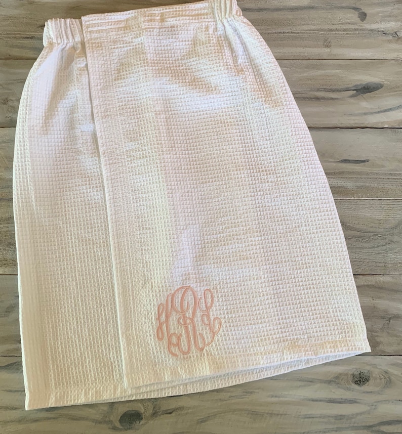 Monogram Shower Wrap Monogram Bath Wrap Bride Bridesmaid Monogram Spa Wrap Waffle Robe Monogram Towel Wrap Monogram Waffle Robe