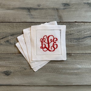 Cocktail napkin, monogram cocktail napkin, embroidered napkin, monogram napkin, napkin, linen napkin, embroidered cocktail napkin, wedding