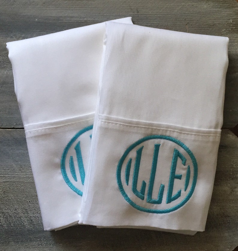 Monogram Pillowcase Set of Monogrammed Pillowcases Etsy