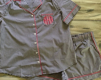 Bridesmaid pajama, Monogram pajama set, bridesmaid pj, monogram pj, monogram bridesmaid pajama, pj set, monogram pajama, gingham, bridal