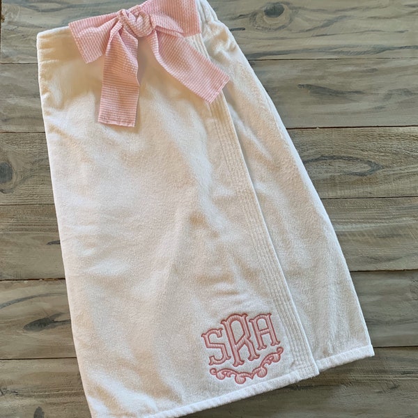 Monogram Towel Wrap, Monogram Towel, Bath Wrap, Spa Wrap, Towel, Wrap, Seersucker, Towel Wrap, Bridesmaid gift, Spa Wrap, Spa Bachelorette