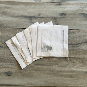 Bulldog cocktail napkin, monogram cocktail napkin, embroidered napkin, monogram napkin, couple cocktail napkin, monogram embroidery napkin