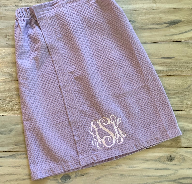 Monogram Shower Wrap Monogram Bath Wrap Bride Bridesmaid Monogram Spa Wrap Waffle Robe Monogram Towel Wrap Monogram Waffle Robe