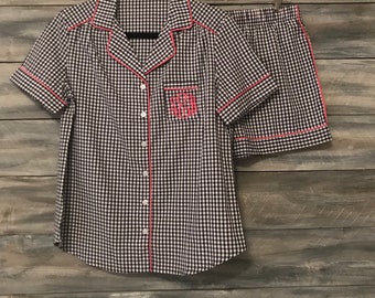 Bridesmaid pajama, Monogram pajama set, bridesmaid pj, monogram pj, monogram bridesmaid pajama, pj set, monogram pajama, gingham, bridal