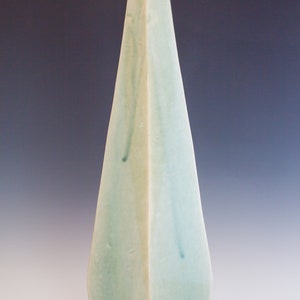 Tall, light mint green hexagon vase. Ceramics and pottery, pottery vase, ceramics, pottery, vase. image 2