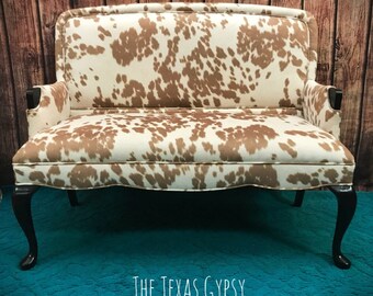 Cow Print Bench Etsy