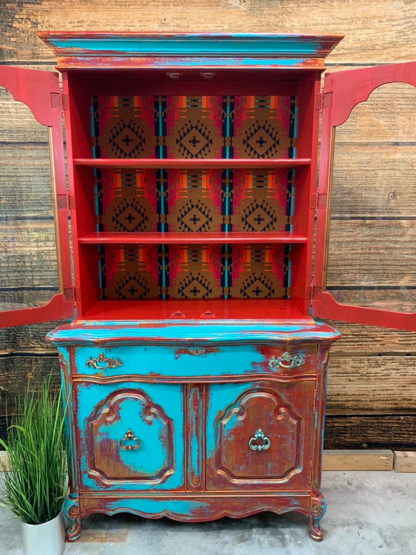Texas Gypsy Style Furniture China Cabinet & Hutches Boho | Etsy