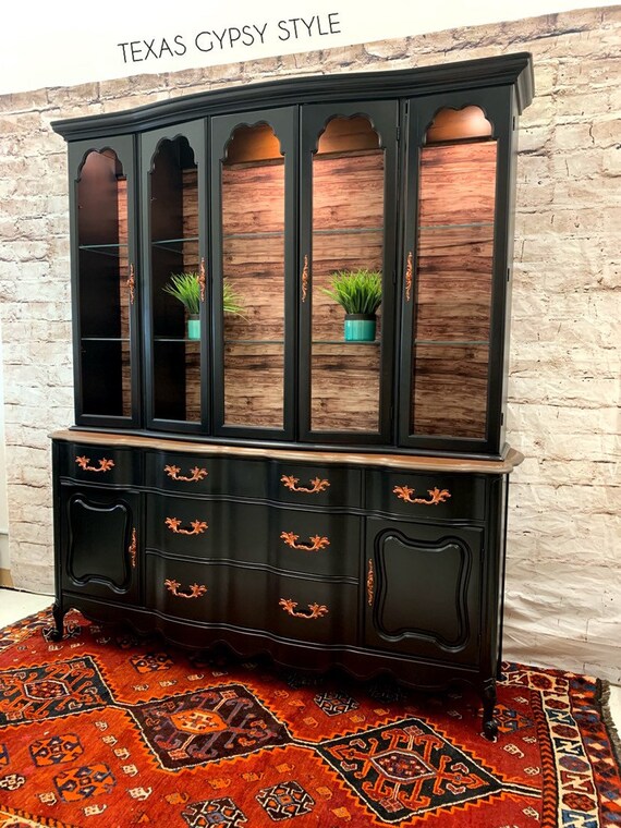 Texas Gypsy Style French Provincial China Cabinet Farmhouse Etsy