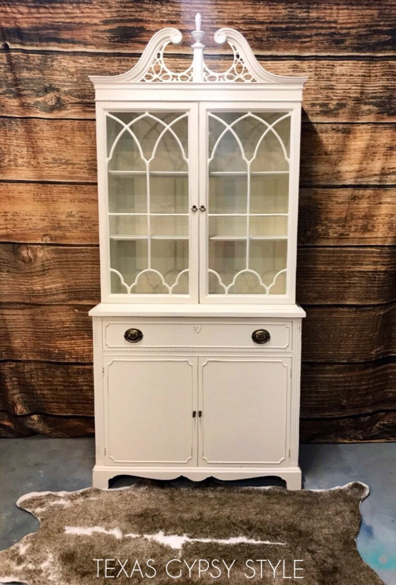 Farmhouse Style Corner Cabinet Gray China Cabinet China Hutch