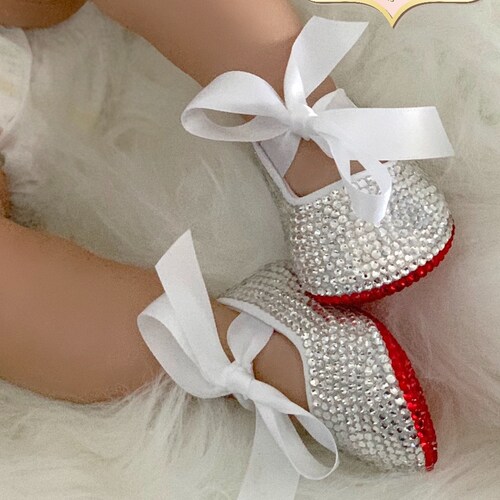 Swarovski Rinestone Crystal Baby Girl Red Bottom Shoes Etsy
