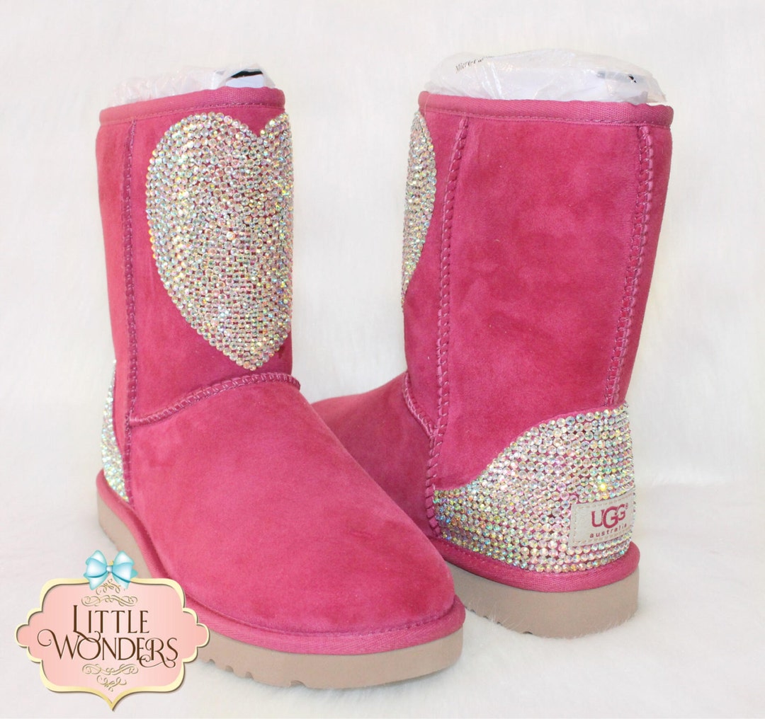 Swarovski Rhinestone Women Pink Heart Ugg Boots - Etsy