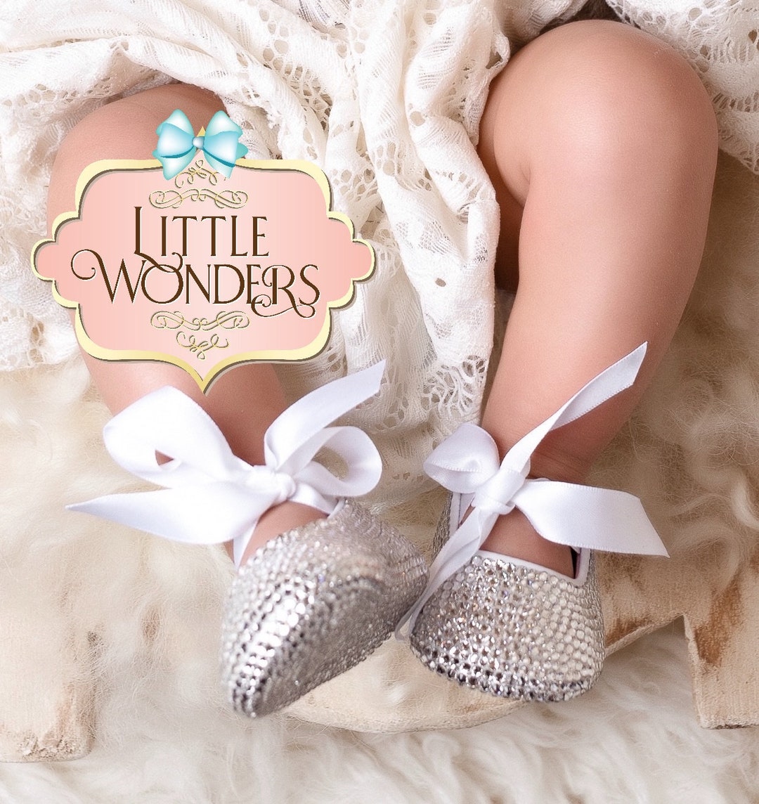Crystal Rhinestone Baby Girl Ballerina Ribbon Flat Shoes - Etsy