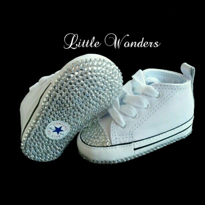white baby bling converse