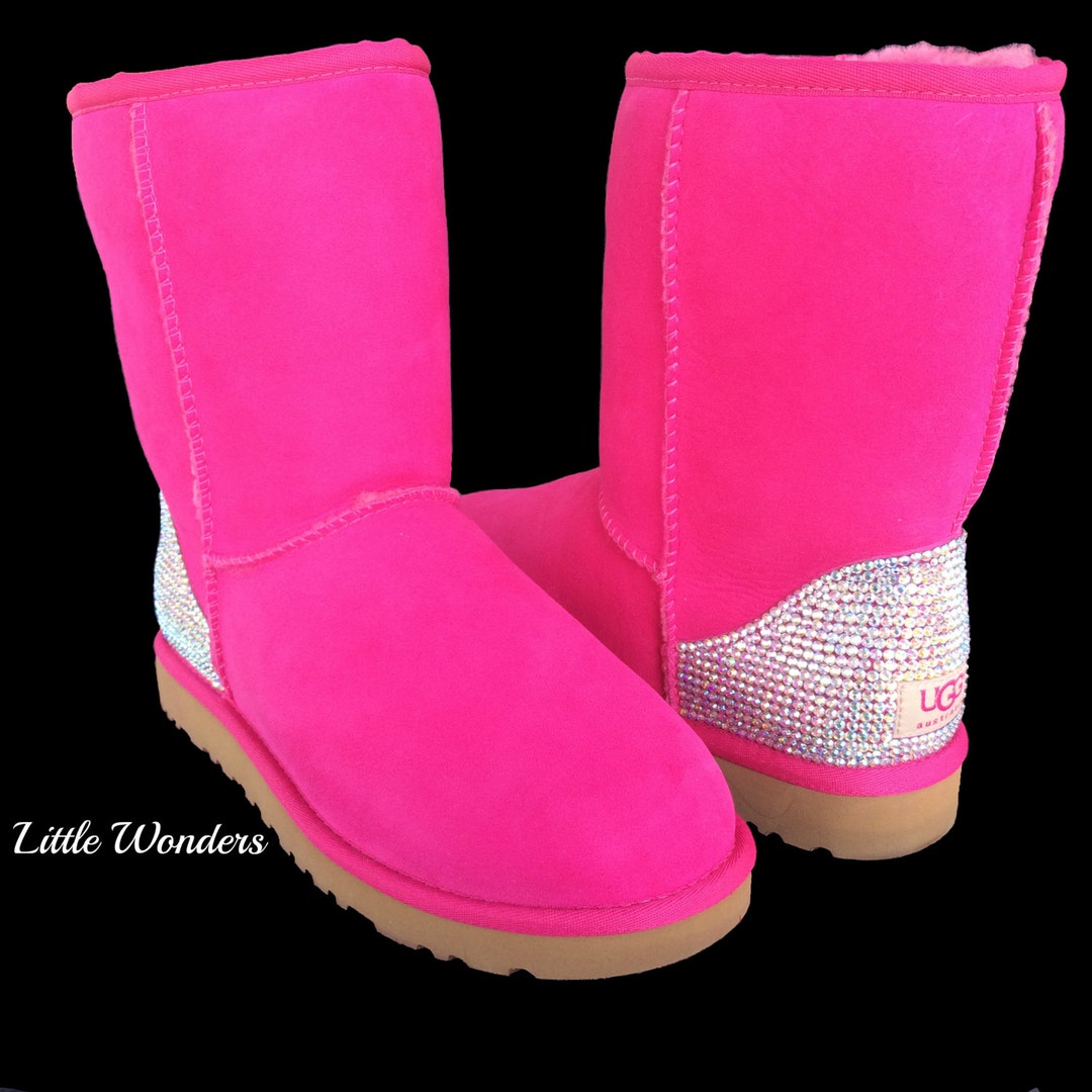 Swarovski Rhinestone Women Pink Ugg Boots - Etsy