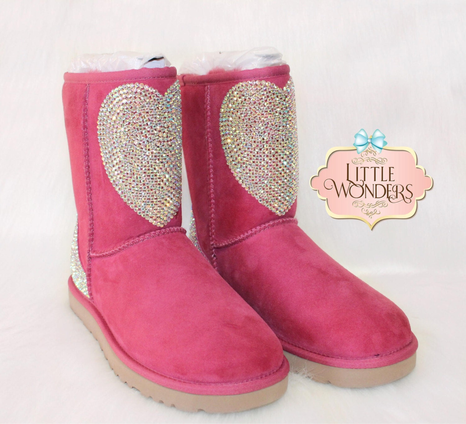 Swarovski Rhinestone Women Pink Heart Ugg Boots - Etsy