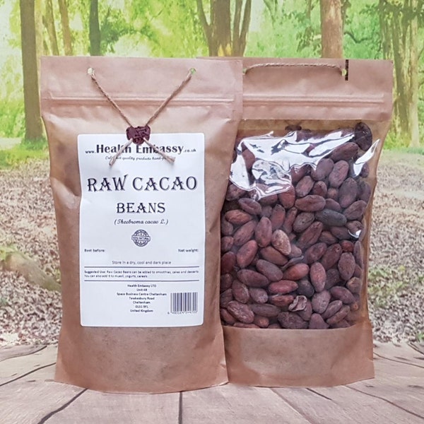 Raw Cacao Beans ( Theobroma cacao L ) Health Embassy 100% Natural