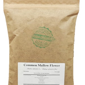 Common Mallow Flower - Malva sylvestris L # Herba Organica # High Mallow, Mallow