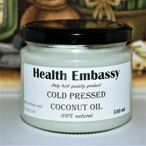 Fresh Cold Pressed Coconut Oil Health Embassy 330ml