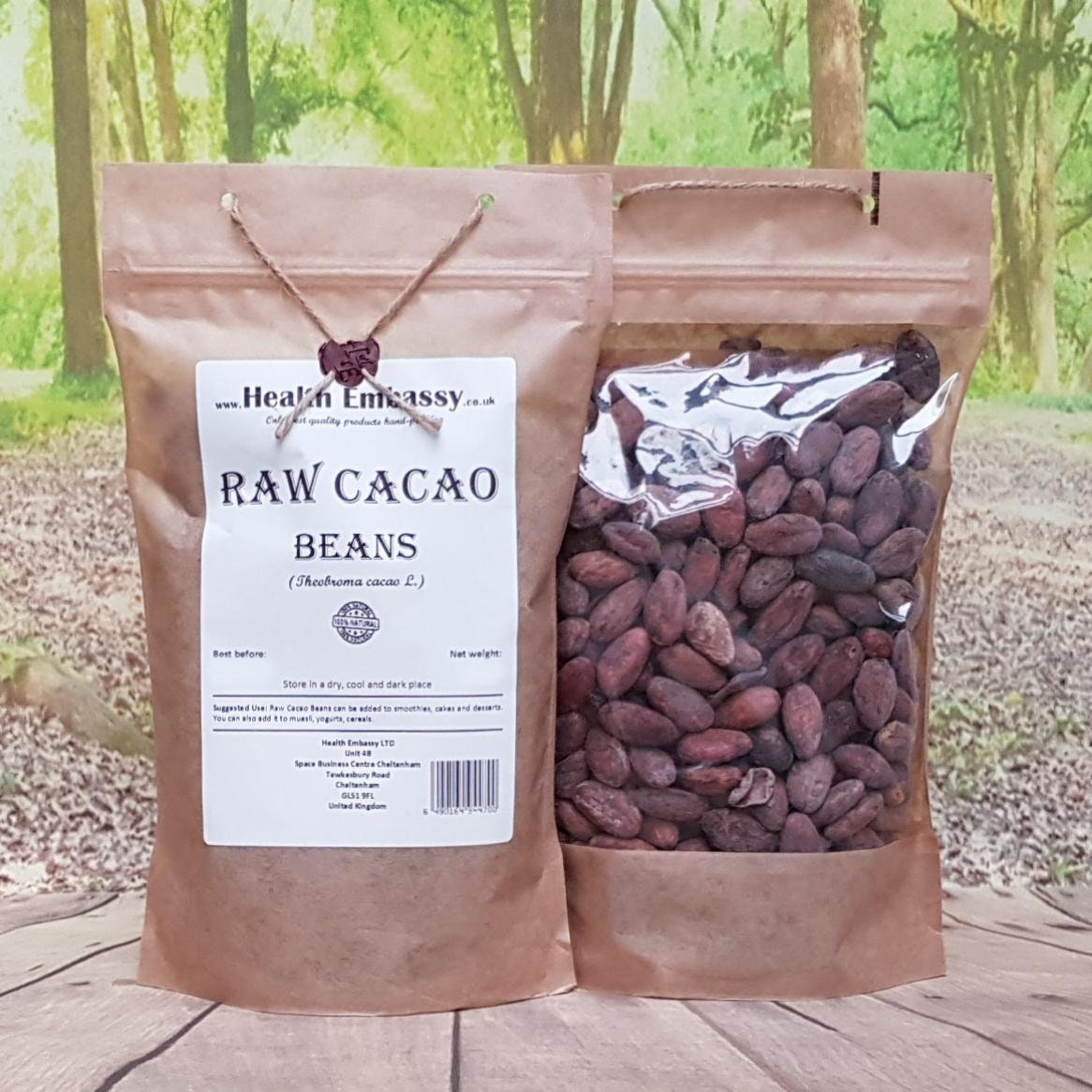 Raw Cacao Beans ( Theobroma cacao L ) Health Embassy 100% Natural