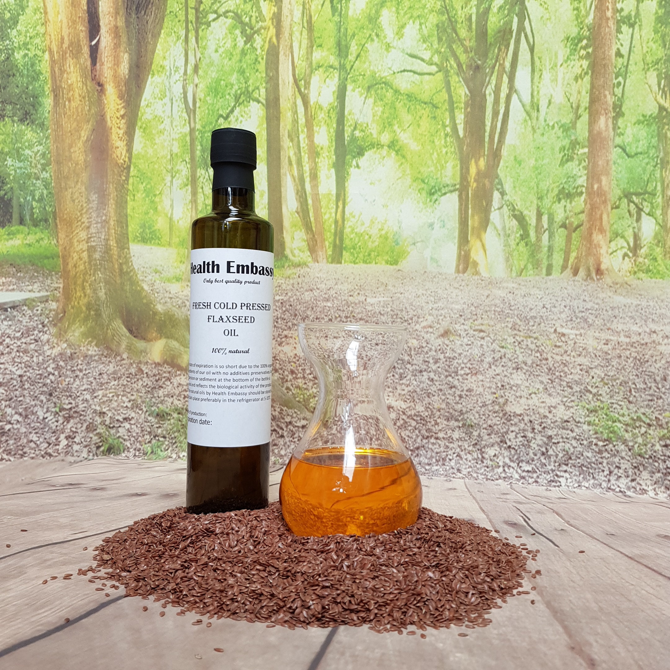 Fresh Cold Pressed Flaxseed Oil (Linum usitatissimum L.) Health Embassy Linseed Oil