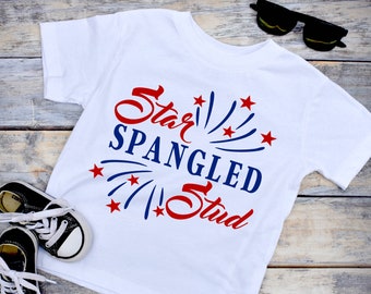 Star Spangled Stud, 4th of July Shirt Boy, Boys 4th of July Shirt, Kids 4th of July Shirt, Star Spangled Shirt (4JY)