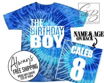 Birthday Boy Shirt. Custom Birthday Boy Shirt. Boys Birthday Shirt. Personalized. Tie Dye. 6th Birthday. 7th Birthday. 8th Birthday.