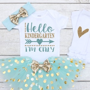 Hello Kindergarten *CUSTOM Name* Kindergarten Shirt Girls, Custom Kindergarten Shirt, Kindergarten Outfit, School Shirt S91 BTS (AQUA)
