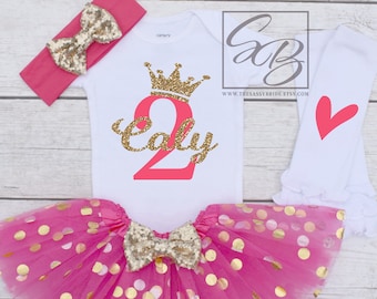 2nd Birthday Girl Outfit, Personalized Second Birthday Outfit, 2nd Birthday Outfit, 2nd Birthday Girl Cake Smash Outfit S144 2BD (HOTP)