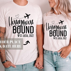 Honeymoon Bound Shirts / UNISEX FIT / Custom Honeymoon Shirts, Just Married Shirts, Couples Shirts, Honeymoon Vacation Shirts