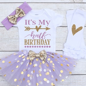 It's My Half Birthday. Half Birthday Shirt. Half Birthday Outfit. 1/2 Birthday Shirt. 1/2 Birthday Outfit. 6 Month Shirt S49 HBD (LAV)