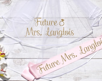 Bachelorette Party Sash and Veil. Bachelorette Party Sash. Bachelorette Party Veil. Sash and Veil. Bachelorette Veil. Future Mrs Sash.