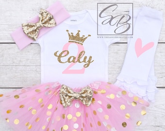 2nd Birthday Girl Outfit, Personalized Second Birthday Outfit, 2nd Birthday Outfit, 2nd Birthday Girl Cake Smash Outfit S144 2BD (LIGHTP)