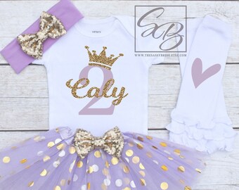 2nd Birthday Girl Outfit, Personalized Second Birthday Outfit, 2nd Birthday Outfit, 2nd Birthday Girl Cake Smash Outfit S144 2BD (LAV)